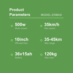Patinete eléctrico plegable E5MAX con batería de litio de 500W 36V 15ah para adultos - Product Image 5