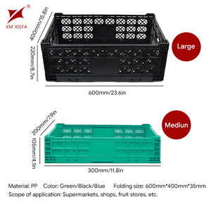 Caja Plegable de <span class=keywords><strong>Plástico</strong></span> Ventilada y Apilable para Almacenamiento de Frutas y Verduras en Agricultura - Product Image 5