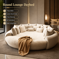 Canapé-lit rond rembourré de luxe moderne et écologique avec oreillers, lit de repos blanc pour chambre d'hôtel et salon
