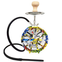 Ensemble Chicha Créatif en Forme de Crâne et de Roue avec Lumières LED et Télécommande, à Tuyau Simple ou Double, pour Bar et Fêtes