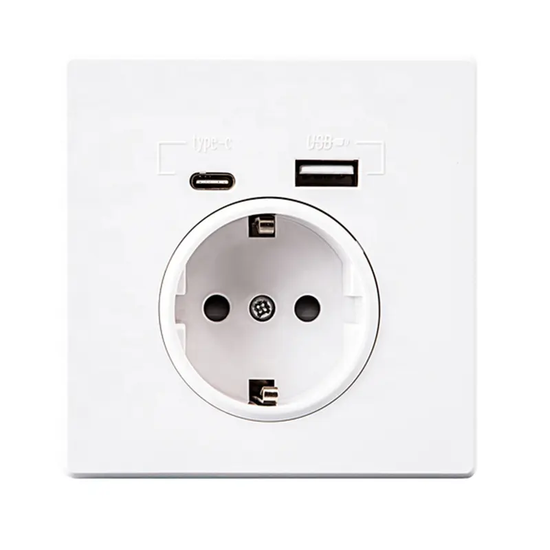 Germany socket for Cell type c charger ,USB & type C wall socket with usb type c wall plug socket outlet