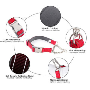 Collares de cadena para perros, cadena de metal a prueba de masticación, fuerte martingala, nailon reflectante ajustable para perros, collares al mejor precio - Product Image 4