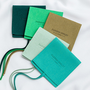 Bolsa de Embalaje de Joyería de Microfibra de Terciopelo con Solapa de Sobre Personalizada en Color Gris Claro, Bolsas para Anillos de Joyería - Product Image 1