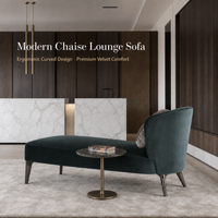 Canapé Chaise Longue Moderne en Velours avec Dossier Courbé et Pieds en Bois Massif pour Salon et Hôtel