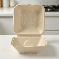 Boîte à lunch en bagasse compostable, conteneur alimentaire biodégradable en canne à sucre avec couvercle pour restaurant, pique-nique