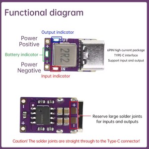 Module de charge et de décharge intégré <span class=keywords><strong>DC5V</strong></span> 2.4A 3.7V4.2V 18650 Module d'alimentation de batterie au lithium type-c - Product Image 4
