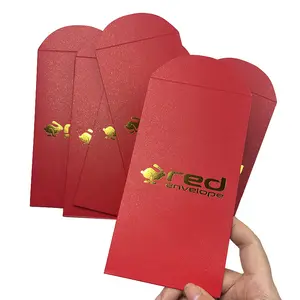 Custom hong bao ano novo chinês dinheiro envelope vermelho veludo pacote vermelho