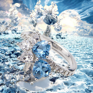 Anillo de Boda de Plata de Ley 925 con Baño de Rodio y Topacio Azul de Londres Natural con Corte Corazón, Venta al por Mayor de Fábrica, Regalo para Mujer, Uso Diario - Product Image 3