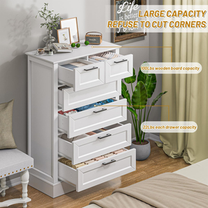 White Dresser with <b>6</b> <b>Drawers</b>, Vertical Tall for Bedroom, Chest of <b>Drawers</b> Nursery - Product Image 2