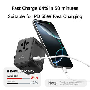 Mini Adaptador de Corriente Universal Multienclume, <span class=keywords><strong>Cargador</strong></span> de Pared de Viaje Seguro con Carga Rápida PD GaN de 35W, Enchufe Integrado con Interruptor para EE. UU., UE, AU, RU, TH - Product Image 4