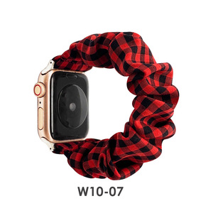 Apple Watch用女性用弾性生地ブレスレットリストバンド44mm 40mm 42mm 38mmチェック柄シュシュ時計ストラップ - Product Image 3