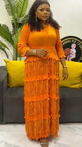 Abito Lungo Elegante con Scollo a V, Tinta Unita, Plissettato con Nappine e Cintura, <span class=keywords><strong>Taglie</strong></span> <span class=keywords><strong>Forti</strong></span>, Stile Miyaki per <span class=keywords><strong>Donna</strong></span> - Product Image 4