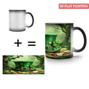 แก้วกาแฟเซรามิกเคลือบด้าน 11 ออนซ์ ไวต่อความร้อน สีดำ แก้วงานฝีมือ DIY ลายวันเซนต์แพทริค - Product Image 4