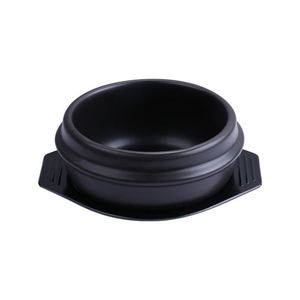 800 ML Hot Selling Korean Style Black Ceramic Dolsot Bibimbap Ramen <b>Soup</b> <b>Pots</b> Eco-Friendly Mini Stone Bowls with Tray - Product Image 1