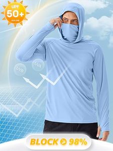 Sweat à capuche de protection solaire personnalisé pour hommes avec masque UPF 50 + UV <span class=keywords><strong>Chemise</strong></span> à manches longues pour hommes Rash Guard Performance Fishing Hiking Shirt - Product Image 3
