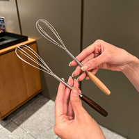 Pengocok Telur Manual Mini Stainless Steel dengan Gagang Kayu, Mixer Tangan untuk Mengaduk Busa Kopi Susu, Mendukung Grosir dan Kustom
