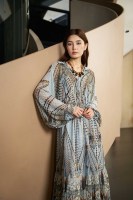 Robe longue bohème en mousseline imprimée pour femme, col en V, manches lanternes, col en crochet fait main, taille haute, perles, longue, pour l'été et la plage