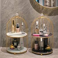 Boîte de rangement de bureau pour salle de bain, toilettes, coiffeuse, articles cosmétiques, lavabo, étagère à 2 niveaux en verre peint