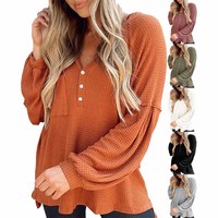 Women Clothes Women Wholesale Fashion Clothing Casual Waffle Knit Long Sleeve Women Clothes Ladies Top