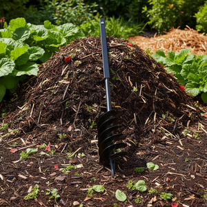 Aérateur de compost en acier, perceuse à tarière manuelle, poignée de 4,72 pouces, tube d'extension de 29,6 pouces, outil de jardinage noir - Product Image 2