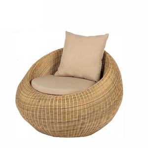 Custom Round Egg Shape PE Rattan Outdoor Sofa Set <b>Wicker</b> Patio Conversation Furniture Set with Cushion & Glass Top <b>Coffee</b> <b>Table</b> - Product Image 5