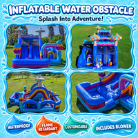 Parcours d'obstacles gonflable commercial avec piscine amovible, parcours d'obstacles gonflable pour enfants avec toboggan aquatique pour piscine