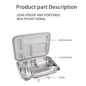 OEM ODM Wholesale Portable Leakproof Kids Metal Lunchbox Rectangle Single Tier Stainless Steel Bento Lunch Box with Lid - Product Image 4