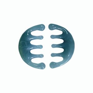 Peigne de massage en résine bleu à cinq dents larges pour soulager la fatigue de la tête, idéal pour les spas - Product Image 3