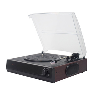 Tocadiscos de vinilo retro para personas mayores con interfaz RCA y diseño de altavoz de pie. - Product Image 4