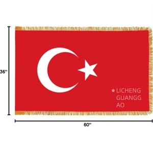 Bandiera Turca di Alta Qualità 3x5 Piedi con Frange Dorate, Bandiera <span class=keywords><strong>Nazionale</strong></span> per Interni, per Cerimonie, Sale, Scrivania e Decorazione Murale - Product Image 1