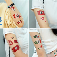 Autocollants de tatouage temporaires à transfert d'eau, imperméables, style dessin animé, drapeau national, ethnique, pour le football et les événements sportifs