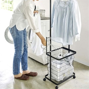 Mobile Adjustable Iron Clothes Storage Racks for Balcony Drying Clean/Dirty Clothes <b>Baskets</b> Modern Design - Product Image 3