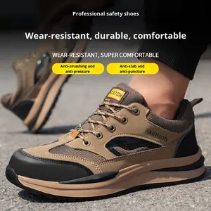 Chaussures de sécurité à bout d'acier pour hommes, chaussures de randonnée en plein air, résistantes aux produits chimiques et à l'huile, antidérapantes, pour le travail, chaussures de protection anti-écrasement et anti-crevaison - Product Image 3