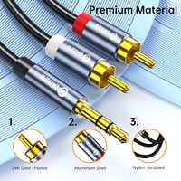 Câble audio stéréo 3,5 mm vers 2 RCA, câble adaptateur AUX mâle vers double RCA pour téléphone, téléviseur, amplificateur, haut-parleur, home cinéma