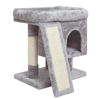 Arbre à chat multi-niveaux en velours, écologique et doux, avec poteaux à gratter en sisal naturel, emballage en carton