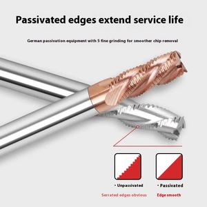 قاطع طحن رباعي الشفرات من الكربيد بزاوية 55 درجة، مخصص حسب الطلب، صلابة 55HRC، شفرة مموجة مطولة، قاطع خشن، أداة طحن مموجة - Product Image 3