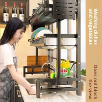 Égouttoir à vaisselle extensible en métal, design moderne et minimaliste, pour évier de cuisine, avec panier d'égouttage pour assiettes et bols, et support à ustensiles