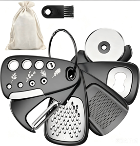 Kit d'outils de préparation culinaire multi-usages 10 en 1, mini et portable : râpe à <span class=keywords><strong>fromage</strong></span>, râpe à ail, éplucheur de fruits, coupe-pizza, ouvre-bouteille - Product Image 1