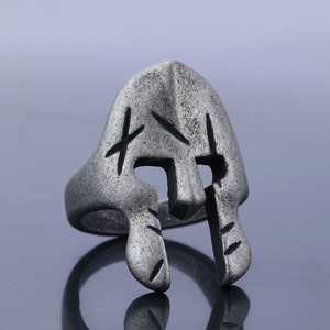 Anneaux de mode en bijouterie fine de style rétro noir, motif <span class=keywords><strong>guerrier</strong></span> spartiate, pour hommes et femmes - Product Image 1