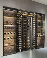 Plateau à vin en acrylique moderne de luxe Bling Bling avec armoires à vin en placage de bois naturel léger