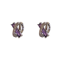 Nouvelles Boucles d'Oreilles Clous Françaises de Luxe Violettes 2025 pour Femme – Design de Niche Haut de Gamme, Compactes et Exquises, Accessoire de Soirée Tendance avec Zircon