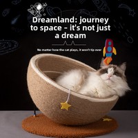 Griffoir pour chat en bois intégré avec corde en sisal naturel, robuste et résistant aux griffures, lit de griffage pour chat pour usage intérieur