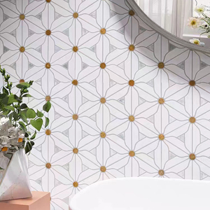 Trang trí hoa mẫu trắng đá cẩm thạch tự nhiên Gạch Mosaic cho nhà bếp backsplash tường và sàn phòng tắm - Product Image 4