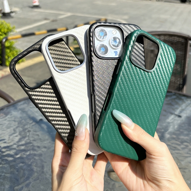 Luxury Carbon Fiber Pattern PU Leather Wireless Charging Magnetic Phone Case for iPhone 15 14 16 Pro Max