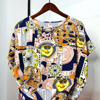 Gratis Verzending Plus Size Vrouwen Kleding Losse Casual Bloemen Gedrukt Dame Zomer Blouse Tops OC422
