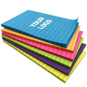 Lined <b>Notes</b> 6 Bright Colors Large Ruled <b>Sticky</b> Colorful Super Sticking Power Memo Pads - Product Image 1