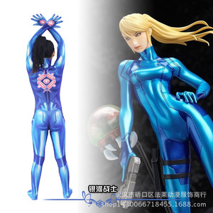 Combinaison de cosplay Metroid Samus Zero SMLXLXXL XXXL bleue en polyester et spandex, costume de jeu d'animation et de rôle - Product Image 1