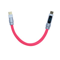 Kabel Data Silikon GL 15cm Power Bank Pendek USB-A/Type-C Braid dengan Layar Digital Real-Time, Pengisian Daya Cepat 240W untuk Ponsel