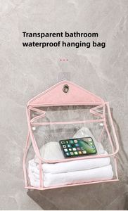 Wholesale <b>Portable</b> PVC Transparent Bathroom <b>Shower</b> Wash Waterproof Wall Hanging Single Tier Clothes Storage Bag Travel-Ready - Product Image 6