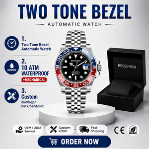 Two Tone Bezel Watches 40mm Rotating Bezel Men's Mechanical Watch Sapphire Glass Top Brand 100M Waterproof Watch Business Men - Product Image 1